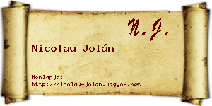 Nicolau Jolán névjegykártya