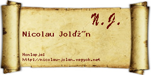 Nicolau Jolán névjegykártya